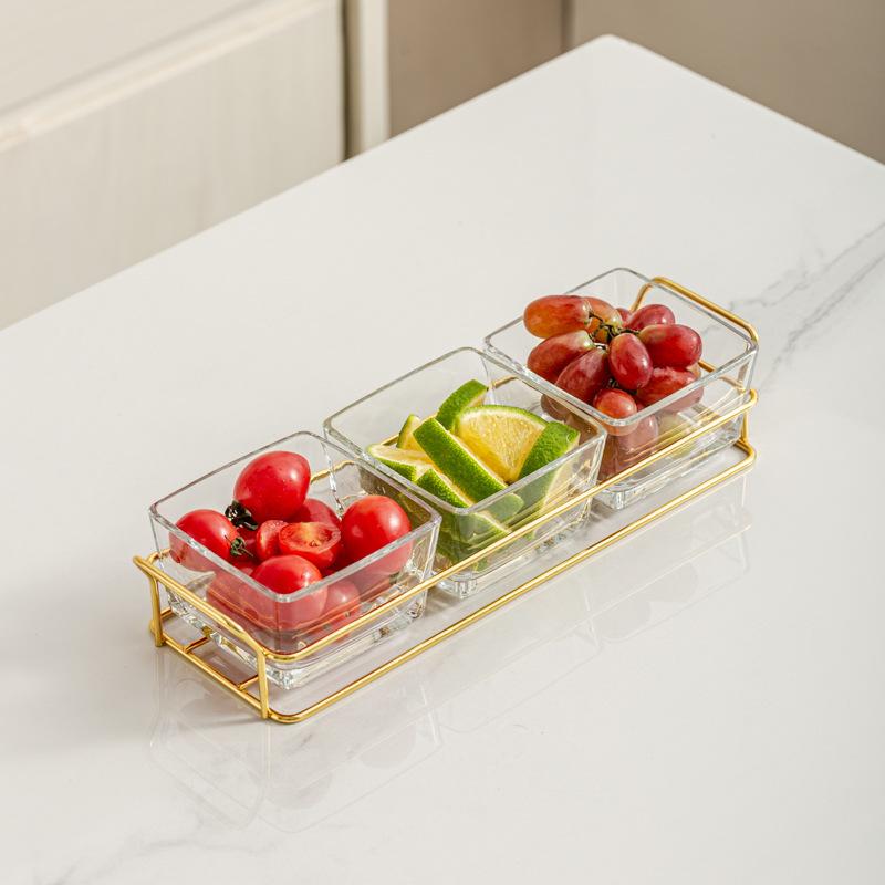 Light Luxury Glass Fruit Plate  Creative Household Living Room Snack Plate  Dried Fruit Snack Plate  Dessert Plate  Candy Plate  Fruit Plate