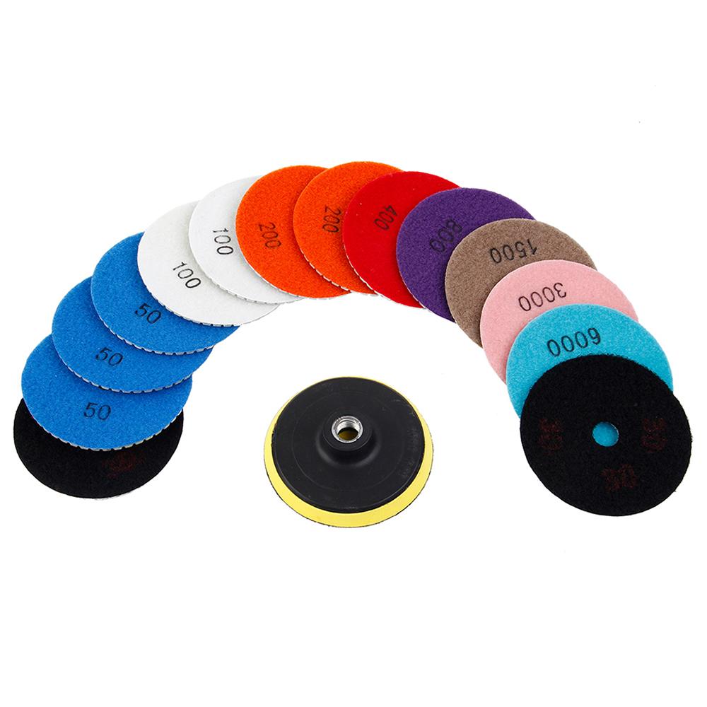 10/15/24Pcs 4inch Diamond Polishing Pad 50-6000 Grit Sanding Pad Granite Buffing Wet Grinding Pad with 5/8 Inch-11 Backer Pad