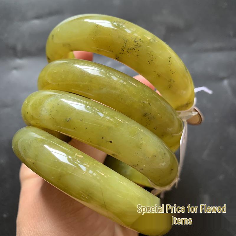 TXY30 Flawed Natural Xiuyu Yellow Jade with Floating Ink 54/55