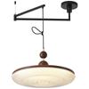 Vintage Walnut Wood Swing Arm Chandelier for Dining Table or Cafe Bar