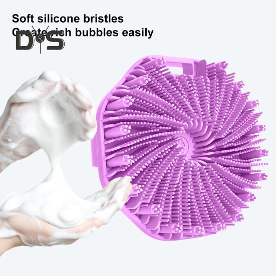 Silikon-Badebürste, Peeling-Körperschrubber für empfindliche Haut mit Massagesäulen, Anti-Rutsch-Griff, Körperbürste
