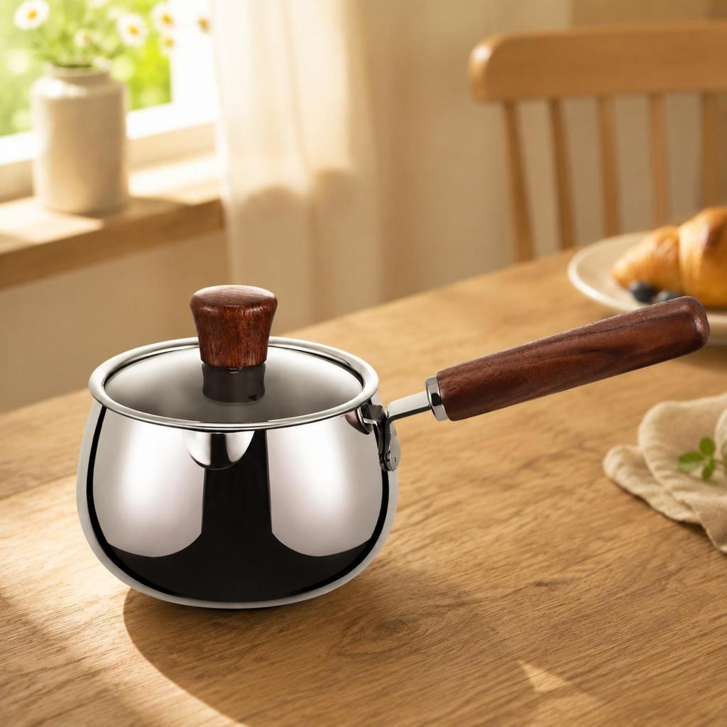 1200 Ml Saucepan Uncoated Interior with Tempered-Glass Lid Versatile