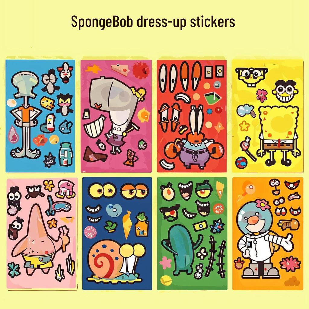 Princess Elsa Dress-Up Stickers: Educational DIY Cartoon Makeup Set for Kids