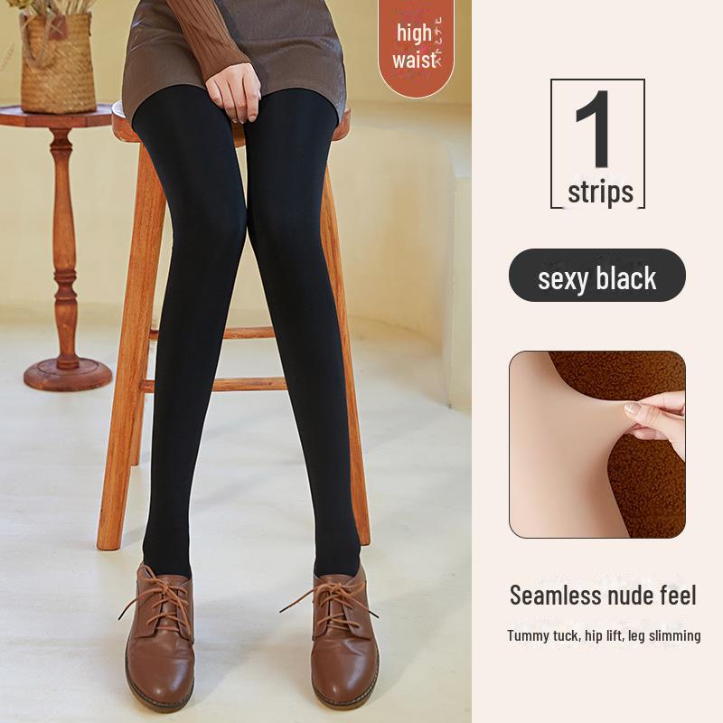 Women's Sheer Nude Leggings, Velvet-Lined for Autumn/Winter