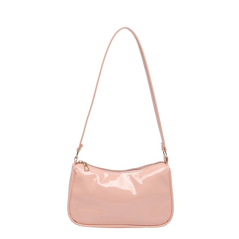 Glossy Crossbody Bag Waterproof Pu Leather Shoulder Bag Mini Hobo Purse Lightweight Pink Underarm Bag For Parties Dating Travel