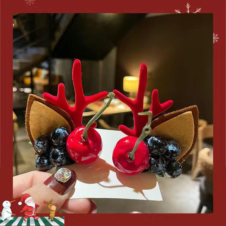 Barrette Serre-tête Bois de Faon Style Mori - Accessoire de Cheveux de Noël Mignon d'Inspiration Féerique pour Femmes