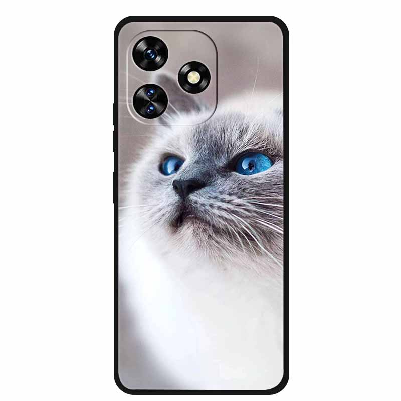 Funda For Oukitel C51 Case Cute Cartoon Cat Black Silicone Soft Phone Case For Oukitel C51 Back Cover Cases C 51 Coque 6.8" Capa