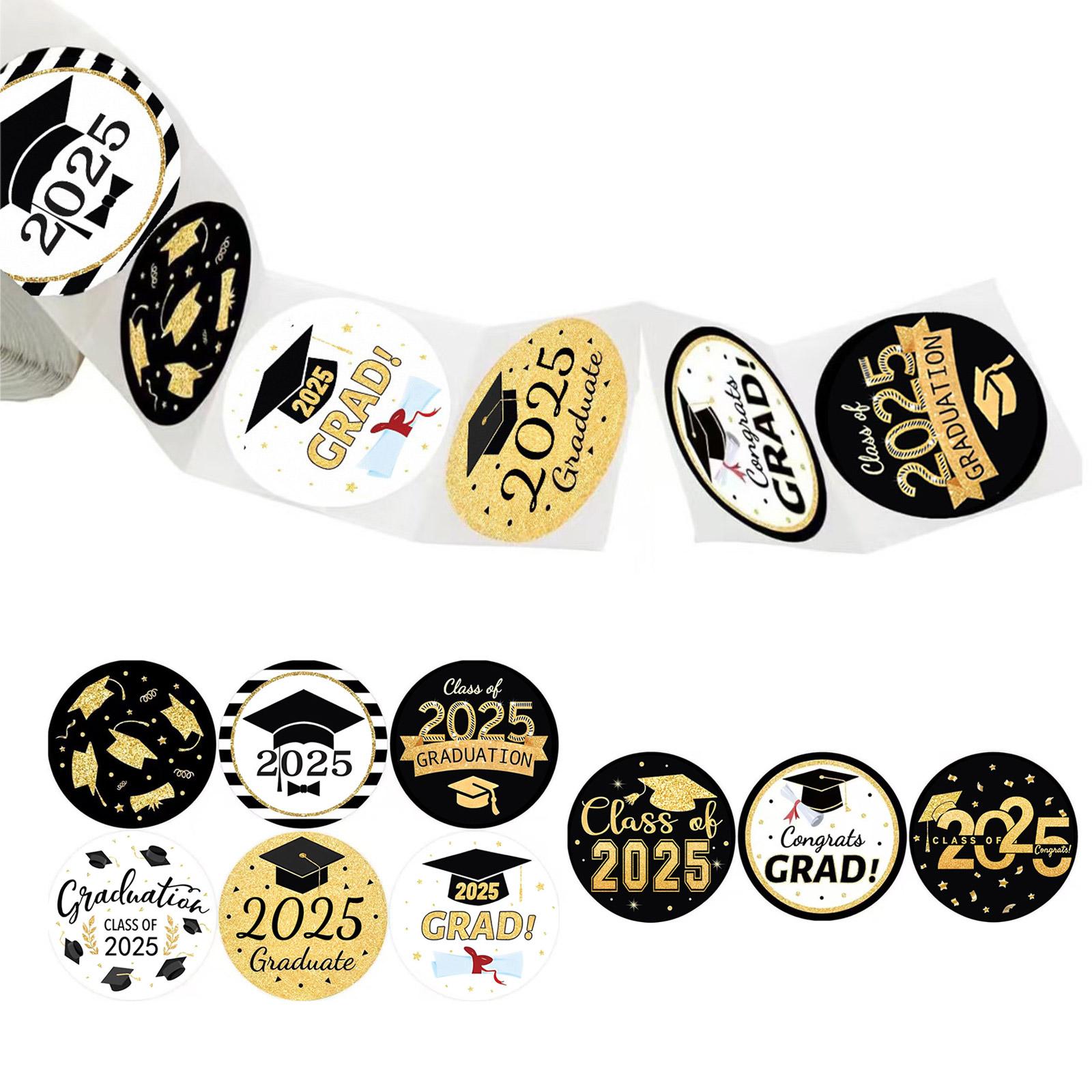 

500 Counts 2025 Graduation Thank You Sticker 1.5Inch Wrapping Labels For Seal Envelope Card Packaging Party Decorating
