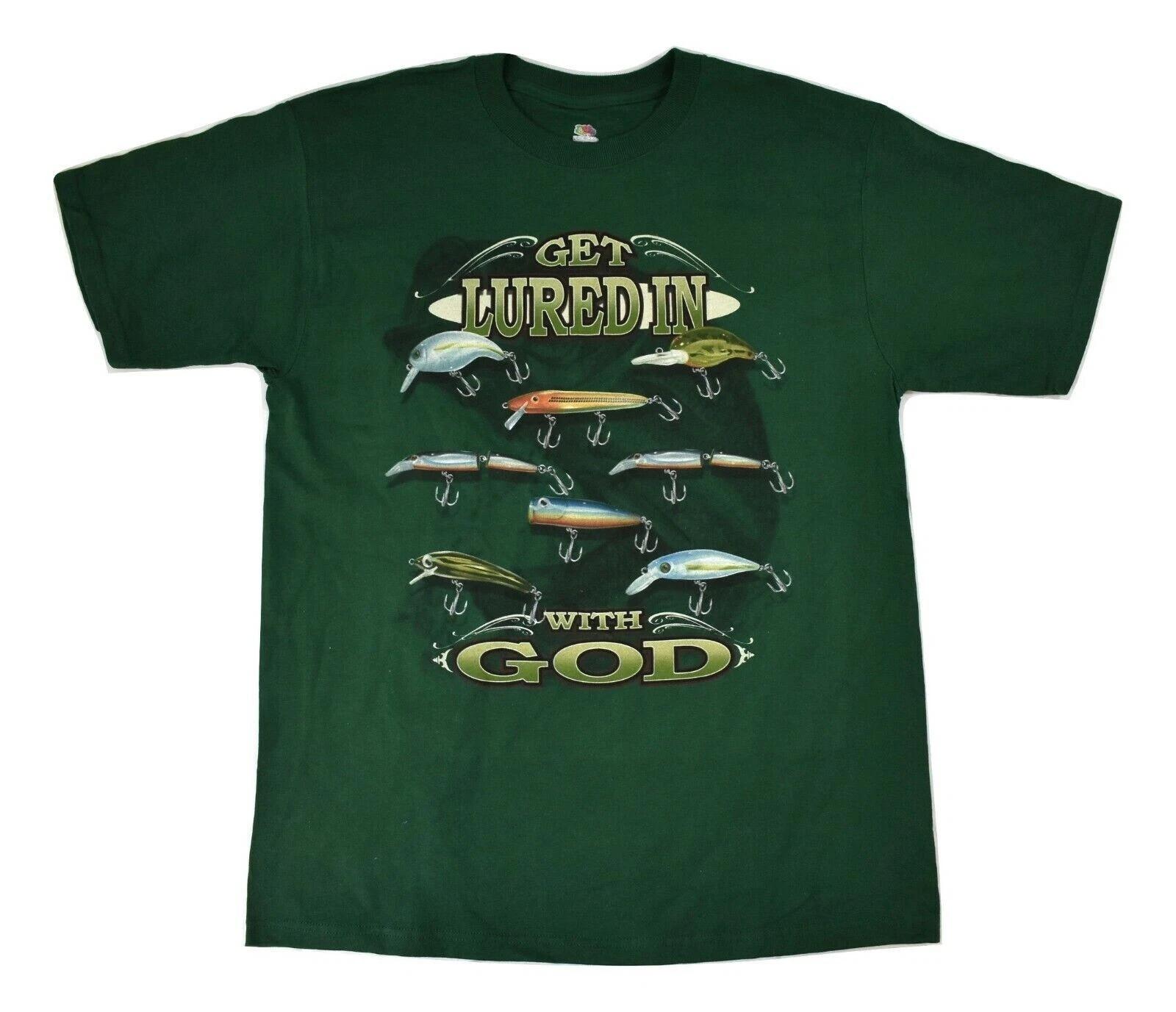 Mens Get Lured In With God. Christian Jesus Christ Savior Lord Shirt New S L