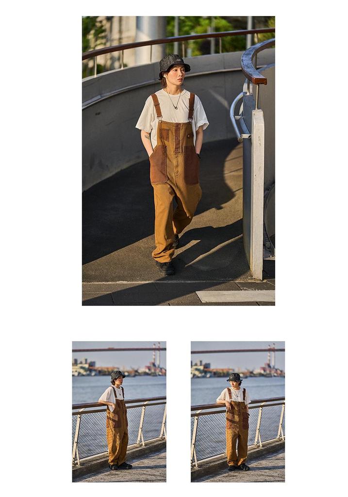American Retro Khaki Unisex Workwear Overalls - 2025 Trendy Japanese Style Loose Straight-Leg Pants