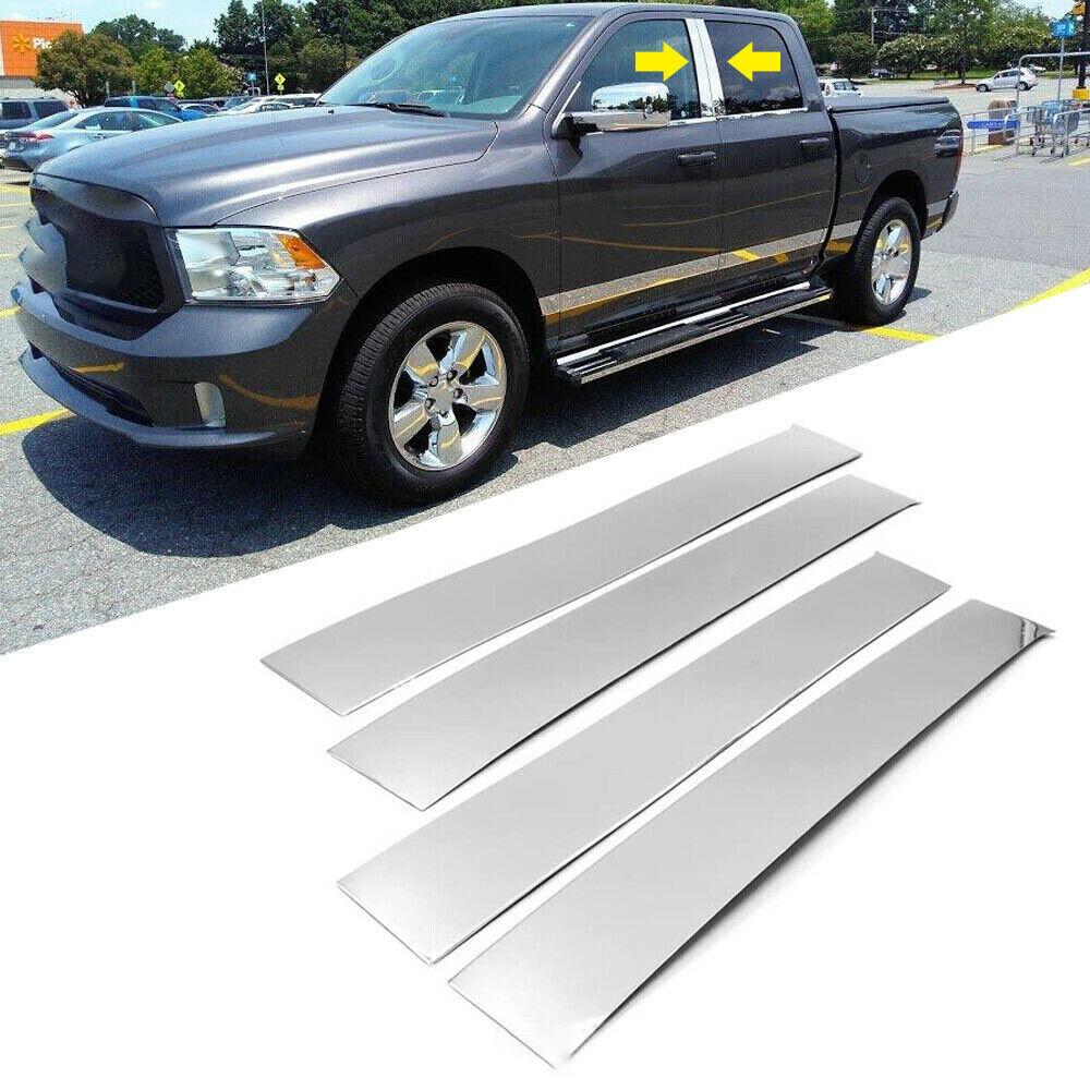 4pcs/set Car Pillar Posts Door Window Trim Cover Panel Stickers Accessories Exterior Parts Fit for Dodge Ram 1500/2500/3500/4500/5500 2009-2018