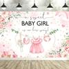 Oh Baby! Boy & Girl Baby Shower Backdrop – Blue Pink Elephant Bear Theme, Banner Decorations & Supplies Props-Tapestry