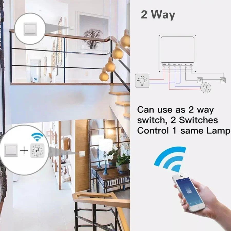 Tuya Smart WiFi Switch 16A 20A 433Mhz Receiver Breaker Smart Life App Remote Supports 2-way Control Works with Alexa Google Home