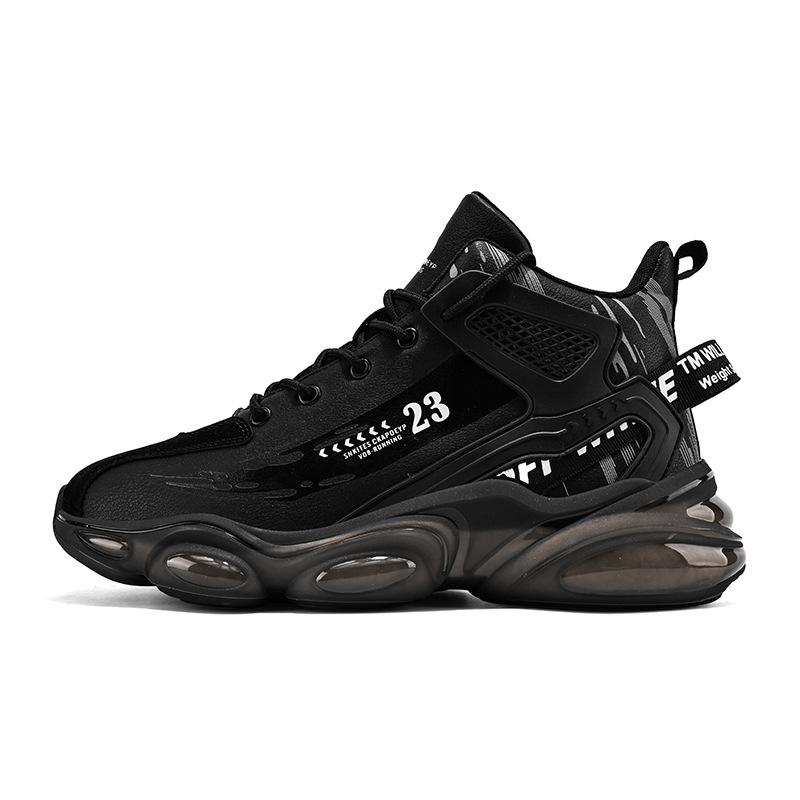 Spring Men's Shoes New Breathable Leather Surface Aj High-top Basketball Sports Running Shoes Men's Height-increasing Casual Dad Trendy Shoes