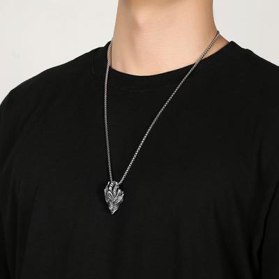 Pure Tin Silver Dragon Retro Hip-hop Men's Necklace Pendant with European and American Trendy Tags