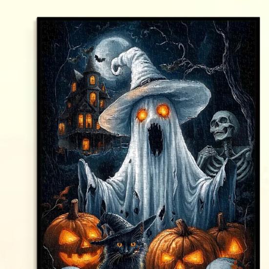Dýňové duchové průvody Puzzle 1000 dílků Halloweenské puzzle Puzzle z recyklovaného papíru Zábavná sváteční aktivita pro dospělé rodiny