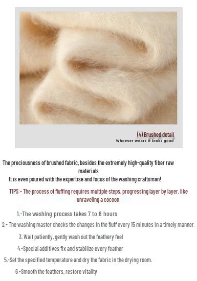 Women's Cashmere Loose Round Neck Sweater, Brushed Knit, Thickened for Warmth - Autumn/Winter 2026 Collection.