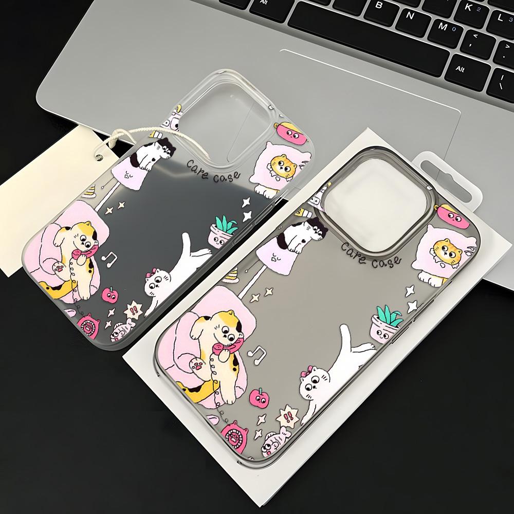 Mobile Phone Cases for iPhone 11 13 15 Pro Max 12 14 Pro Max Case iPhone 16 15 Plus 13 Pro 12 Mini 13 Mini Frosted Texture Painted Cartoon Flowers