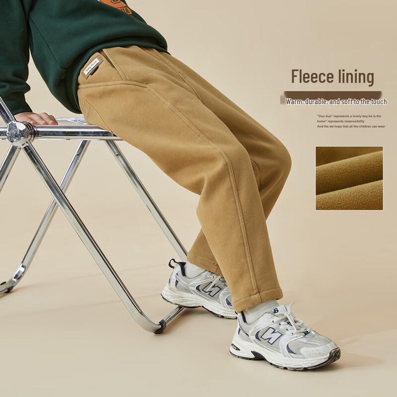 Duoduojia Boys  Fleece Lined Casual Straight-Leg Winter Pants 110