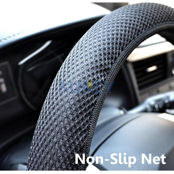 1Pc Breathable Car Auto Elastic Handmade Skid Proof Steering Wheel Cover For Summer Use Non Slip 38cm Black/Red/Gray