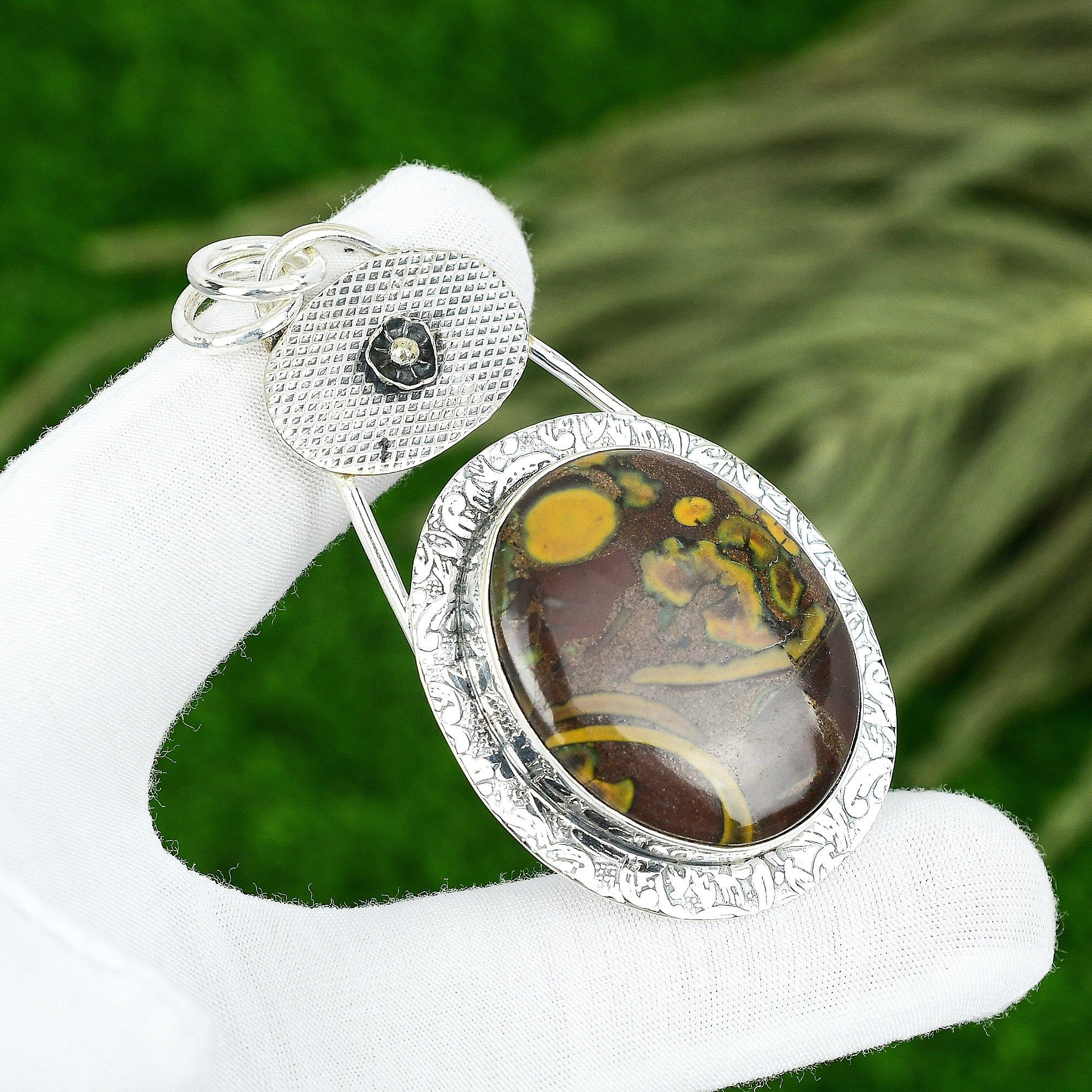 

Gift For Her 925 Sterling Silver Natural Fruit Jasper Gemstone Jewelry Pendant