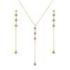 New stainless steel long chain sparkling crystal necklace and tassel earring set