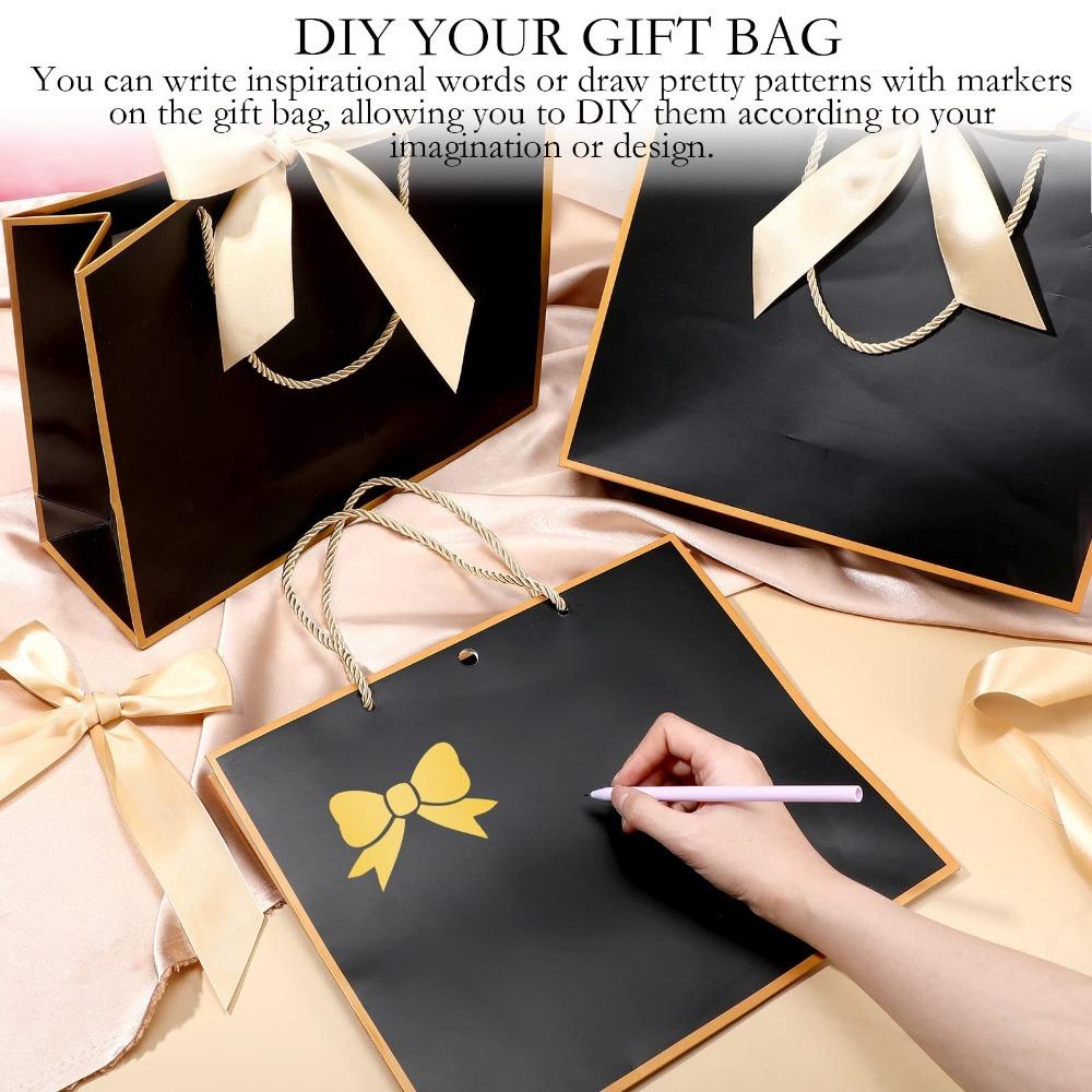 6pcs Elegant Thank You Gift Bags with Handles and Bow Ribbon Paper Tote Bags Gift Packing Bag for Weddings Bridesmaids Birthdays Housewarmings