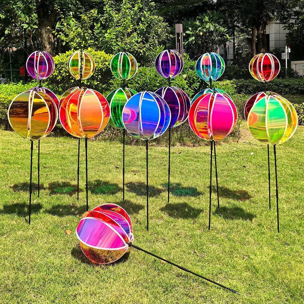 Rainbow Effect Windmill Glitter Stripe Reflective Pinwheels Rainbow Wind  Kindergarten Outdoor