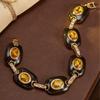 Ensemble émail brun vintage Style collier géométrique Chaîne de pull polyvalente
