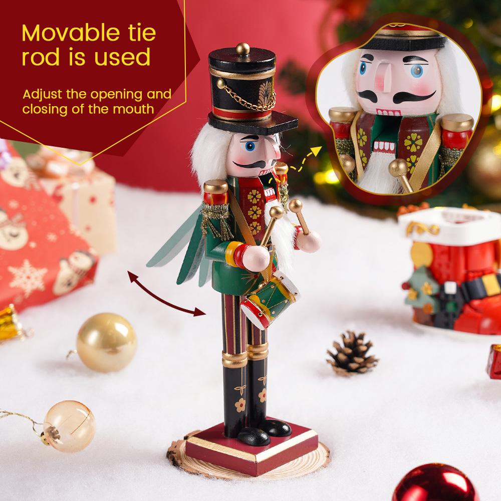 2PC Wooden Nutcracker Soldier Set Handmade Christmas Decor Puppet Ornaments Home Office Desk Festive Gift Stocking Stuffers Holi