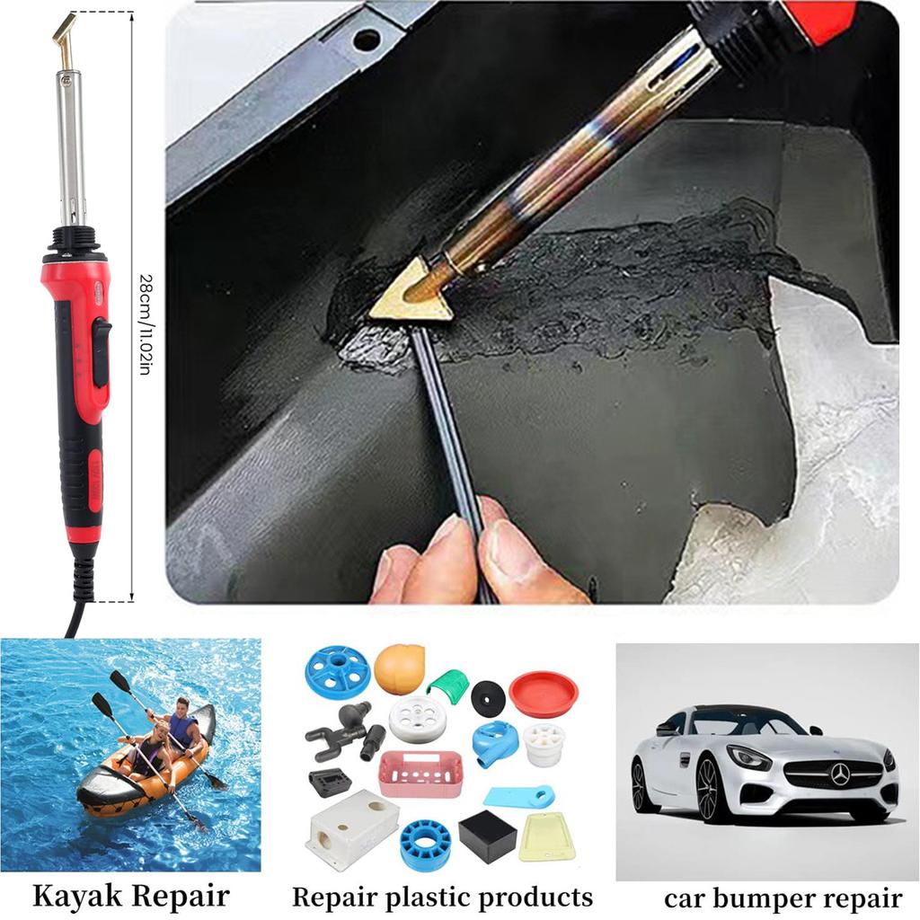100W Plastic Welding Repair Kit & 2-IN-1 Soldering Iron 200/1000Pcs Hot Staples Kayak Bumper Car Repair Tools