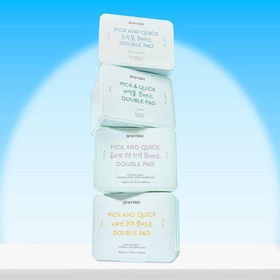 Large Capacity DEWYTREE Pick & Quick Tear-Off Double Pads, 100 Sheets (Makeup/Calming Full/Pore Elasticity/Vitamin Glow)