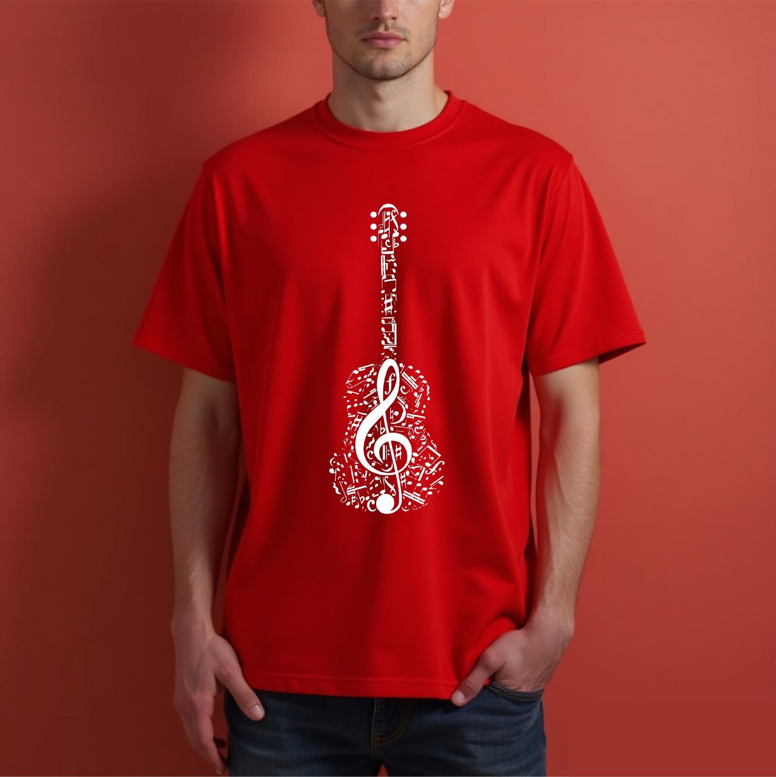 Guitar T-shirt Music Notes Themed Guitarist Studio Casual Top Gift Unisex Tee XXXL