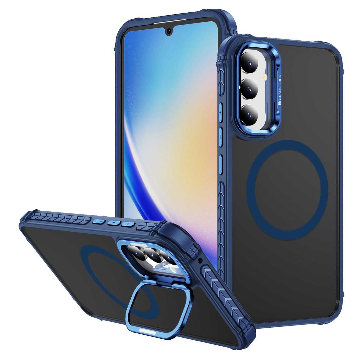

For Samsung Galaxy A05s 4G Case with Lens Kickstand Matte Phone Back Cover Compatible with MagSafe Blue