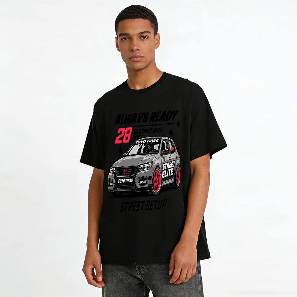 Always Ready 28 Street Race Car Graphic Tee Toyo Tires Street Elite Auto Enthusiast Casual Top Pure Cotton T-shirt