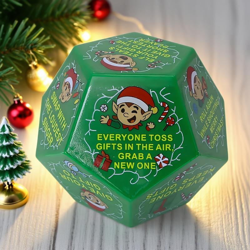 1PC 2026 New Christmas Gift Exchange Dice - 12-sided (D12) party game with elves and snowflake designs