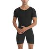 Heren Sauna Zweet Bodysuit, Rits Korte Mouw Volledige Lichaamsvormer Buikcontrole Trainingspak voor Sportschool Hardlopen