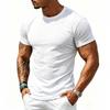 T-shirt da uomo a tinta unita con texture, girocollo, manica corta (Più colori)