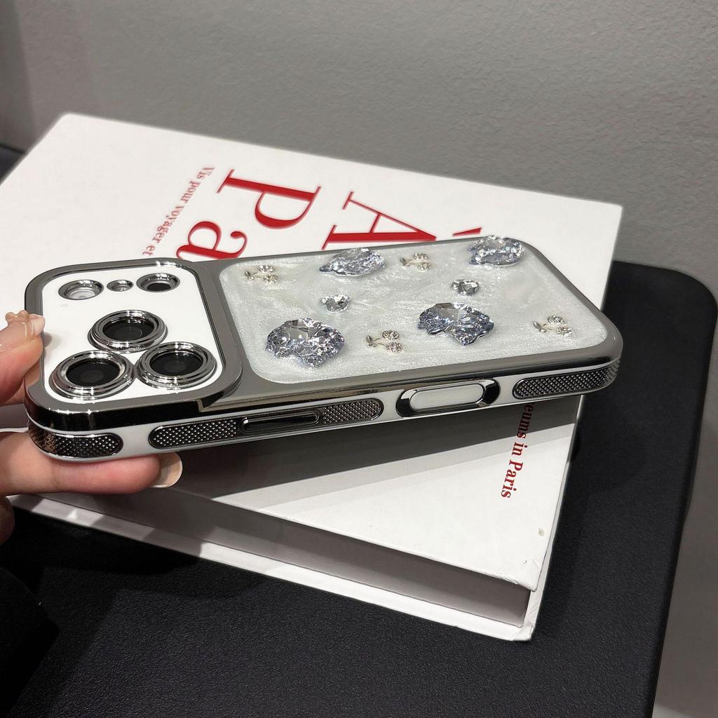 Electroplated Rhinestone Luxury Protective Case for iPhone 17 Pro Max/Simple Cover for iPhone 16 Pro Max