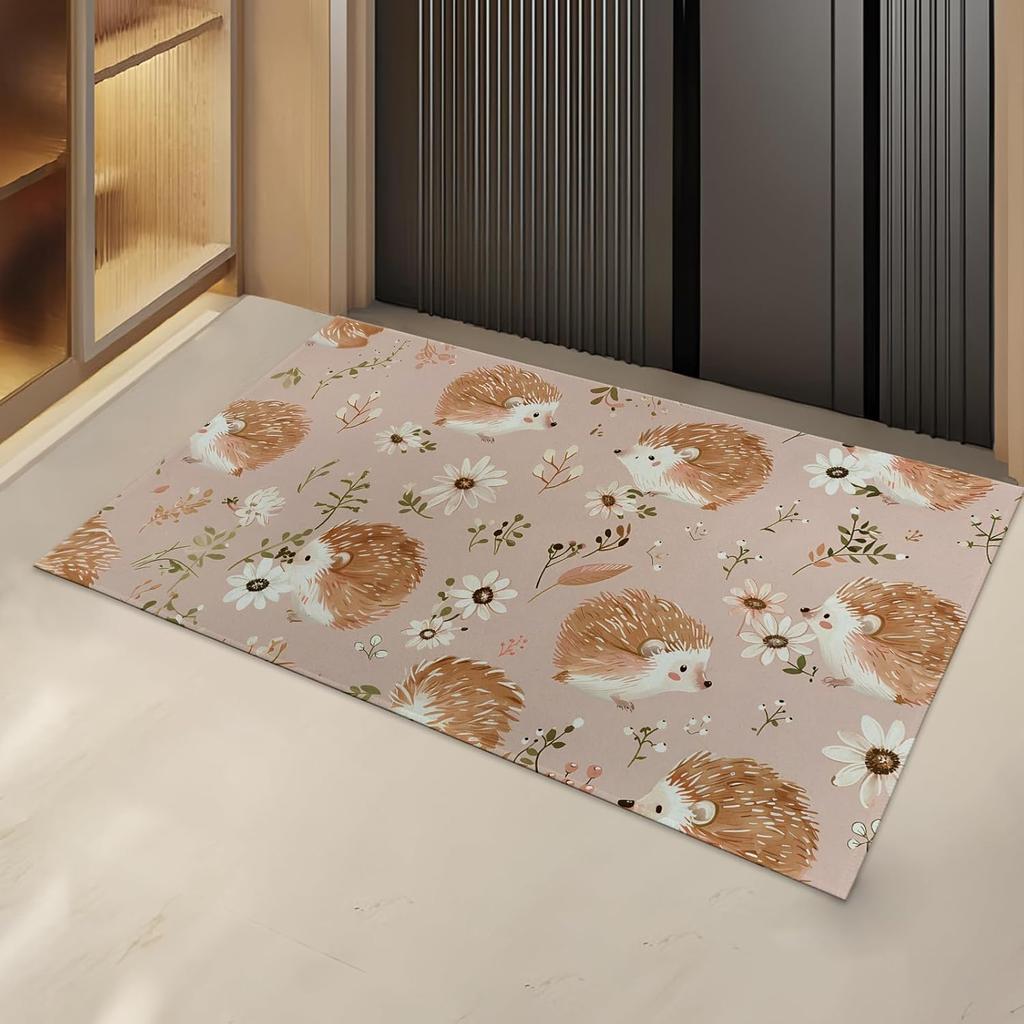 Vintage Animal Print Carpet Mat Decoration Living Room Bedroom Door Entrance Door Mat Washable Floor Mat Sunflower Pattern