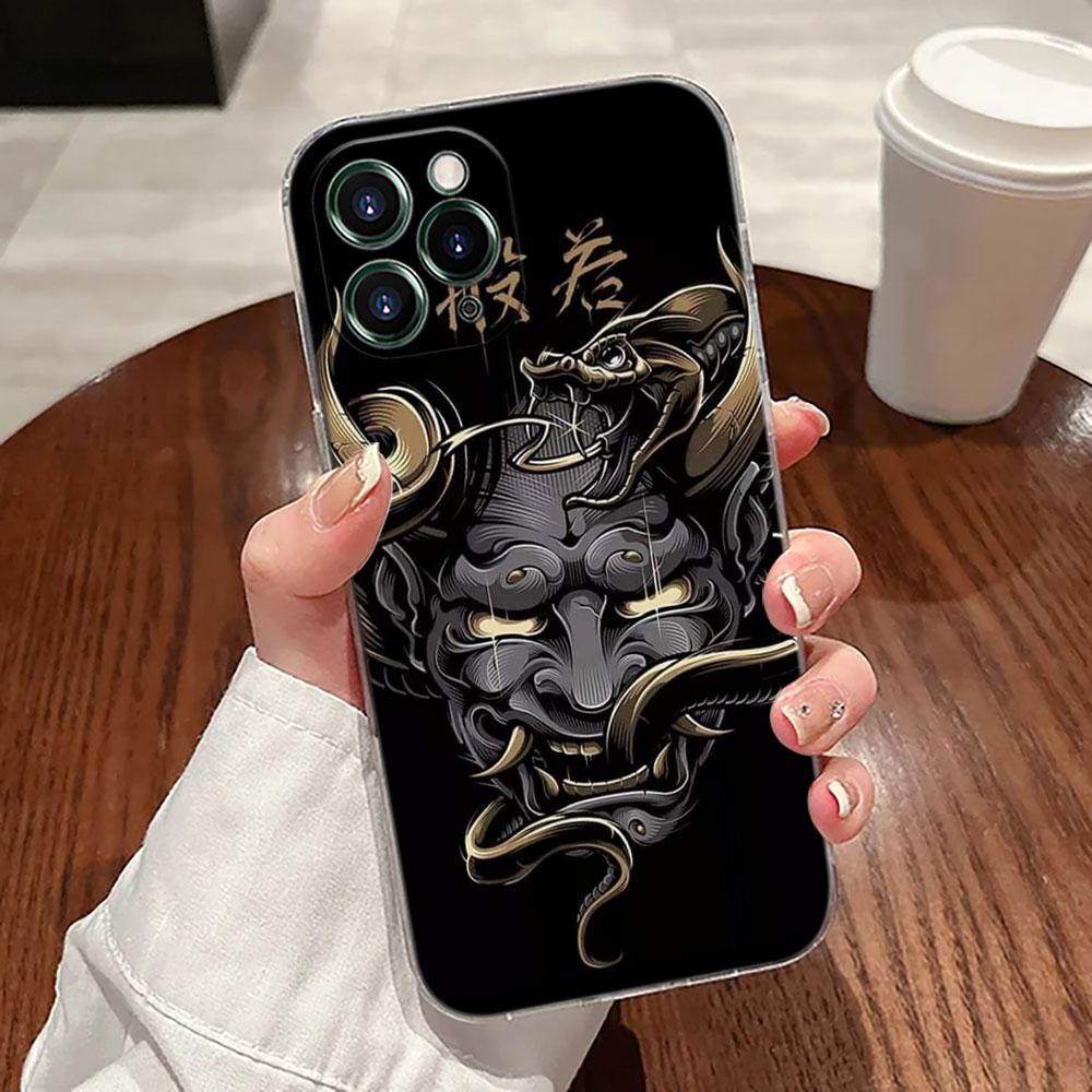 Samurai Ghost Hannya Ukiyo-E Mask Tattoo Case For Apple iPhone 17 16 15 14 13 12 11 Pro Max 16 Plus 16E 17Air 17Pro Phone Covers