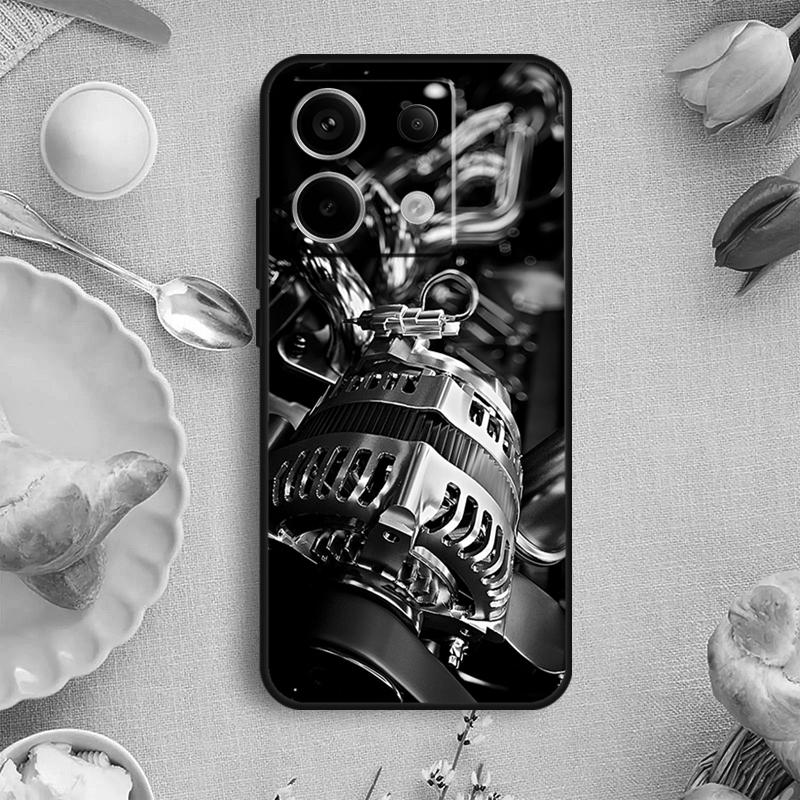 Motor Engine Motorcycle Case For Xiaomi Redmi Note 15 Pro Plus 10 11 12 13 14 Pro Cover For Redmi 14C 15C 12C 10C 13C