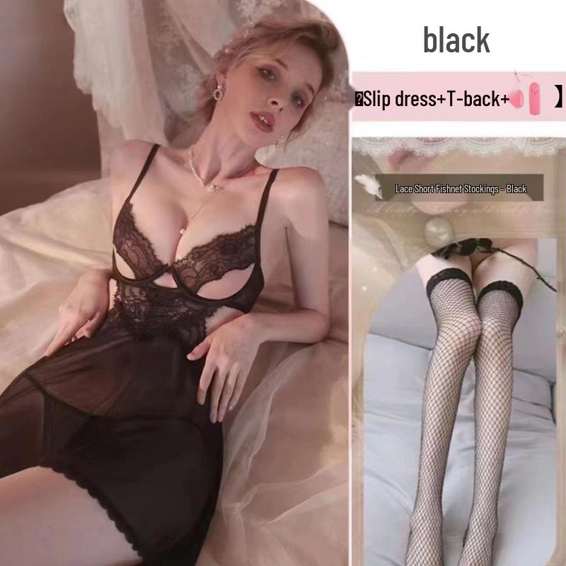 Elegant Lace Push-Up Sleep Dress: Enhances Small Chest