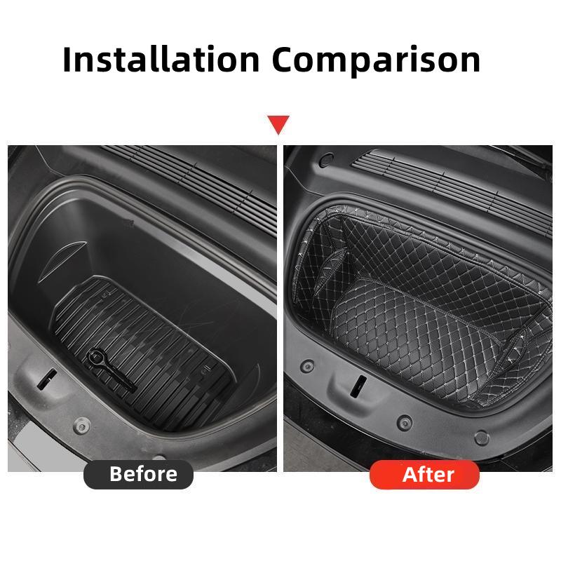 For Tesla Model 3 / Y 2020-2023 Front Rear Trunk Mat Car Leather Trunk Storage Pad Bottom Protector Pad Car Interior Decoration