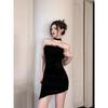 2026 Autumn New Black Tube Top Dress, High-end Off-the-shoulder Neck, Hip-wrapped Waist Dress