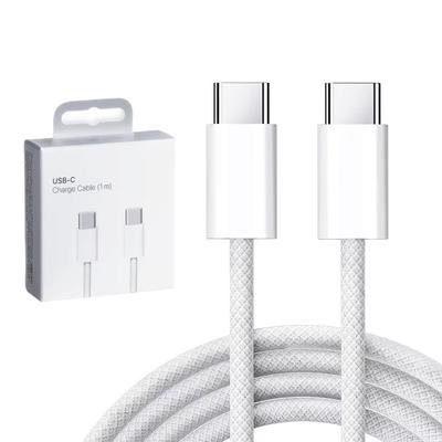 Cable de Carga Rápida PD USB-C a USB-C de 60W para iPhone 15 Plus 16 Pro Max Samsung Cable Trenzado de Carga Rápida Doble Tipo-C Con Caja