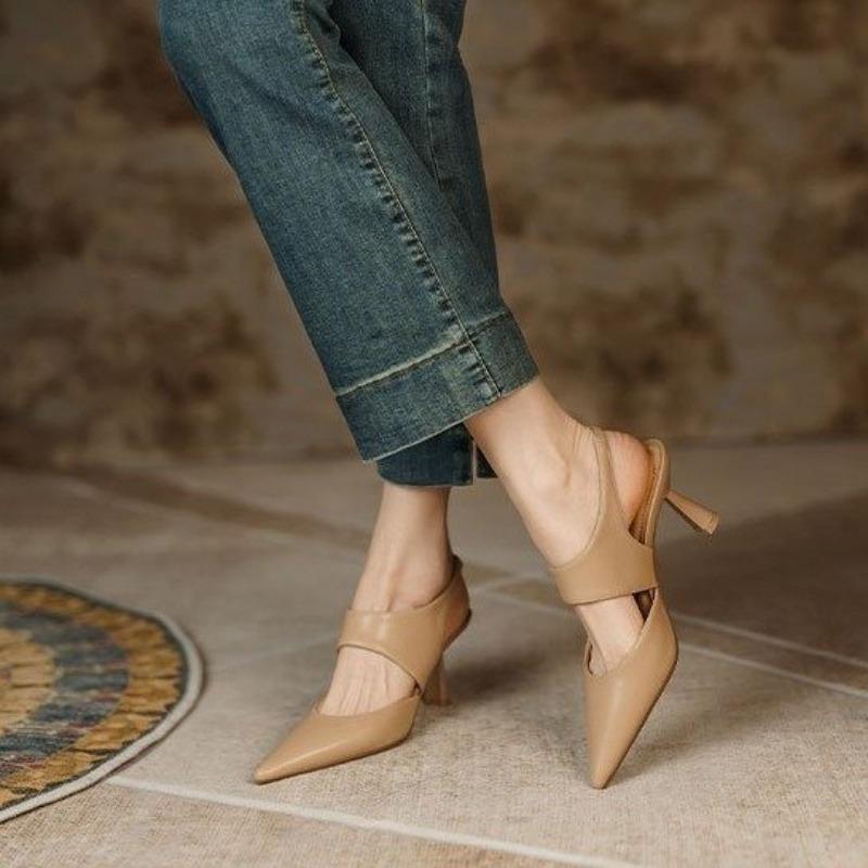Sandală de Modă Stiletto cu Toc Înalt Francez Vârf Ascuțit Culoare Solidă Pantofi de Damă Piele Formal cu Toc Pompe Sandale Damă Mărime Plus 40