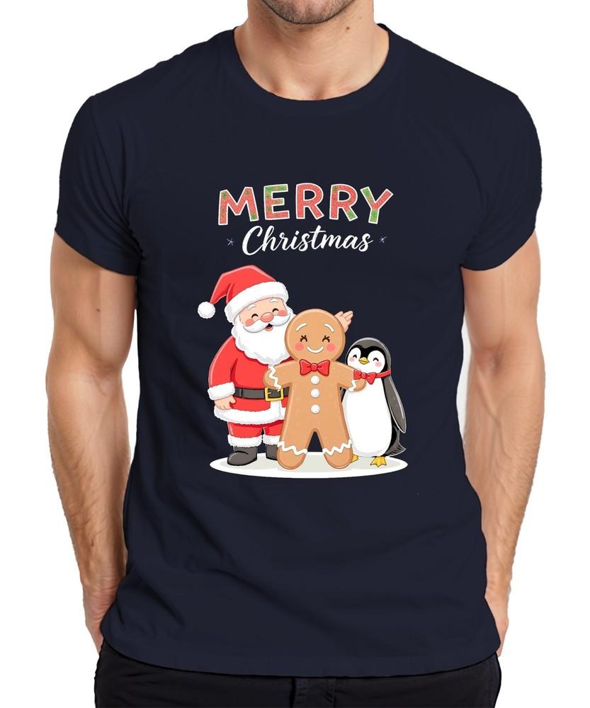 Merry Christmas Santa Claus Gingerbread Unisex Penguin Christmas Unisexs Tshirt S
