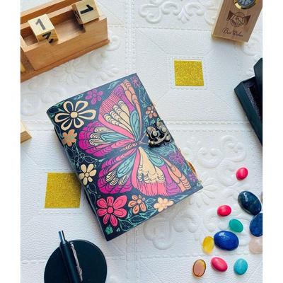 Book of Shadows Butterfly and Flowers Leather Journal  200 Paper Sheets