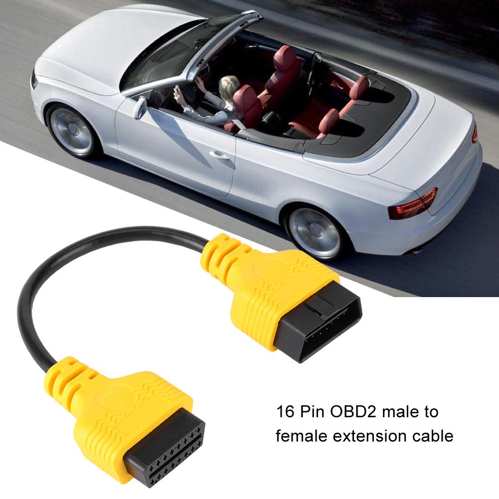 11.8in OBD2 Extension Cable 16Pin Male To Female Extend Cord Connector Diagnostic Adapter
